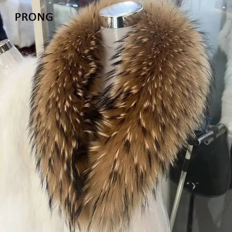 Shawl Wrap Winter - 자연 너구리 모피 칼라 리얼 모피