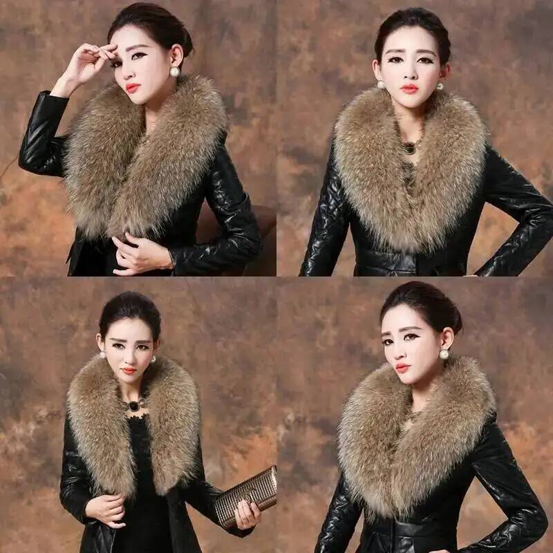 자연 너구리 모피 칼라 리얼 모피 스카프 여성 겨울 럭 - Shawl Wrap Winter 리뷰 및 가격