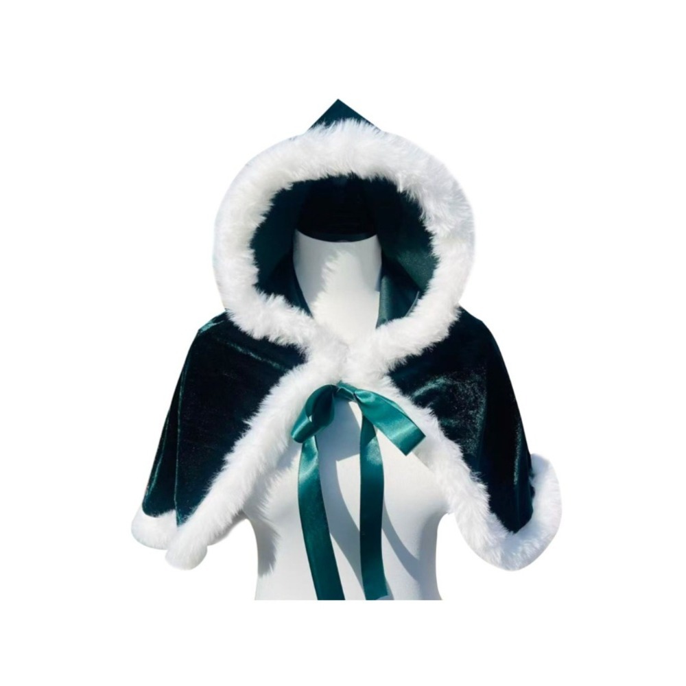 여성용 크리스마스 벨벳 후드 숏 케이프, 축제용 겨울  - Shawl Wrap Winter 리뷰 및 가격