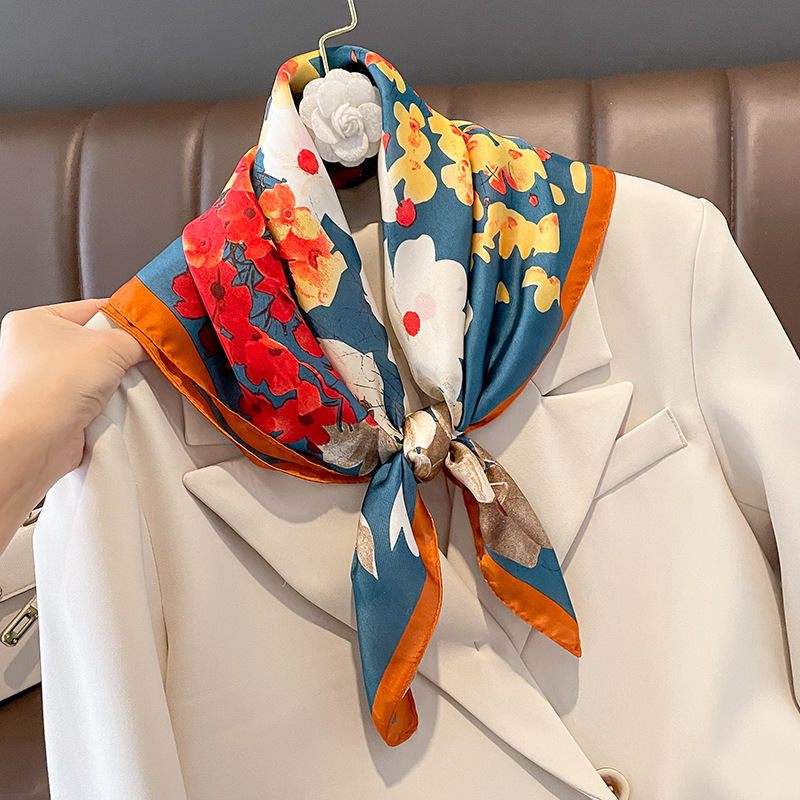 70x70cm 여성을위한 실크 스카프 스퀘어 패션 꽃  - Shawl Wrap Winter 리뷰 및 가격