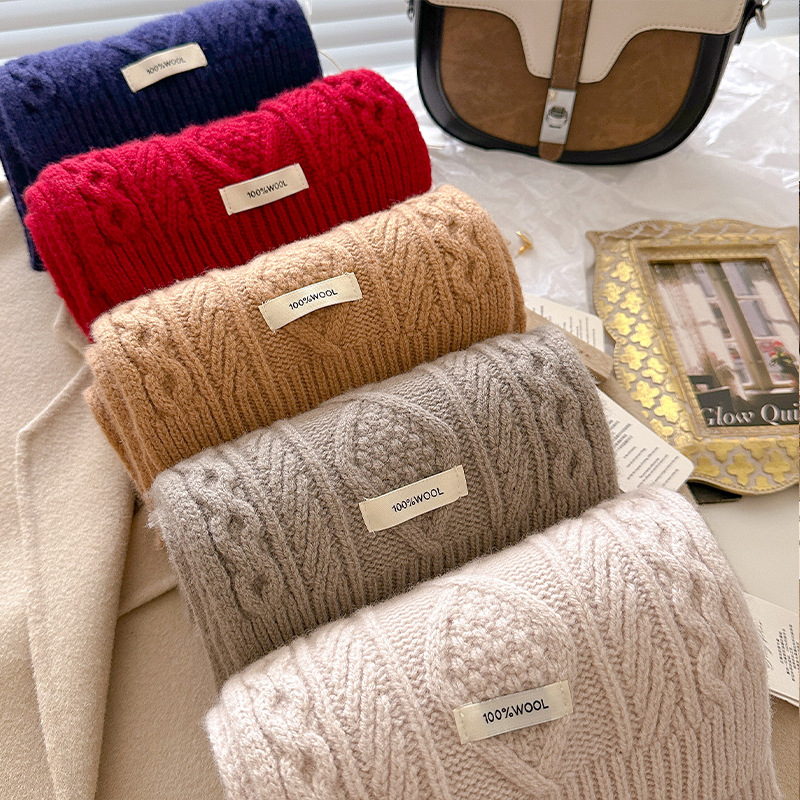 럭셔리 100% 울 스카프 여성 남성 두꺼운 케이블 니 - Shawl Wrap Winter 리뷰 및 가격