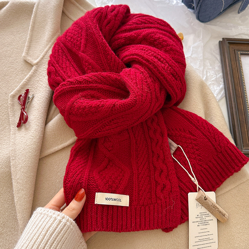 럭셔리 100% 울 스카프 여성 남성 두꺼운 케이블 니 - Shawl Wrap Winter 리뷰 및 가격